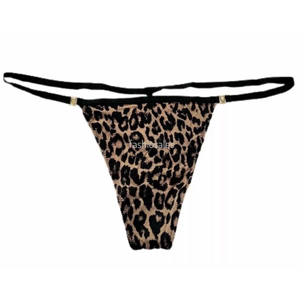 Victoria's Secret Very Sexy LOVE Smooth Satiny V string panty Animal Print Large